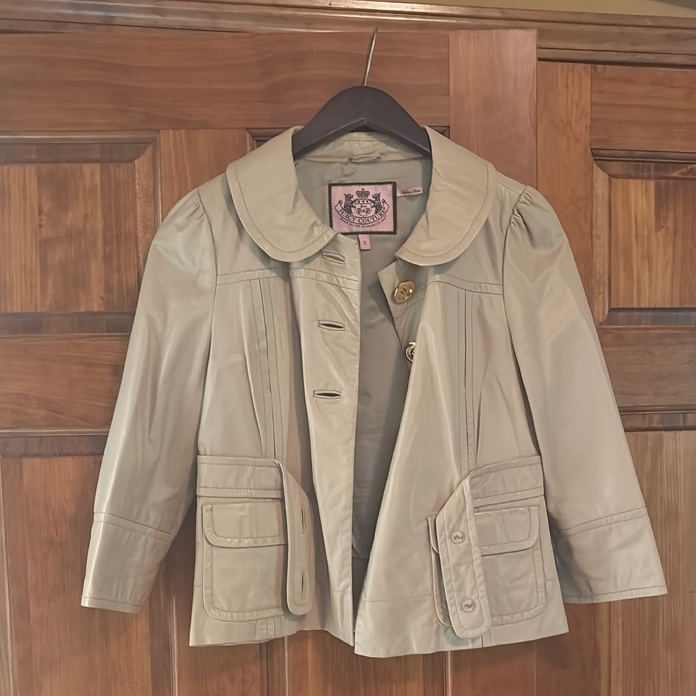 Juicy Couture Tan Bomber Jacket Lightweight Relaxed Fit